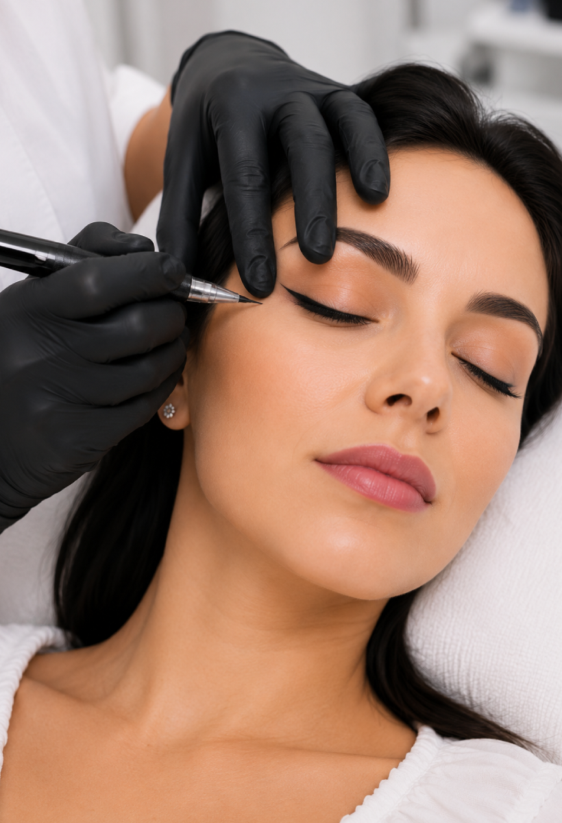 İzmit kalıcı eyeliner uygulaması sırasında göz kontürü işlemi yapılan danışan